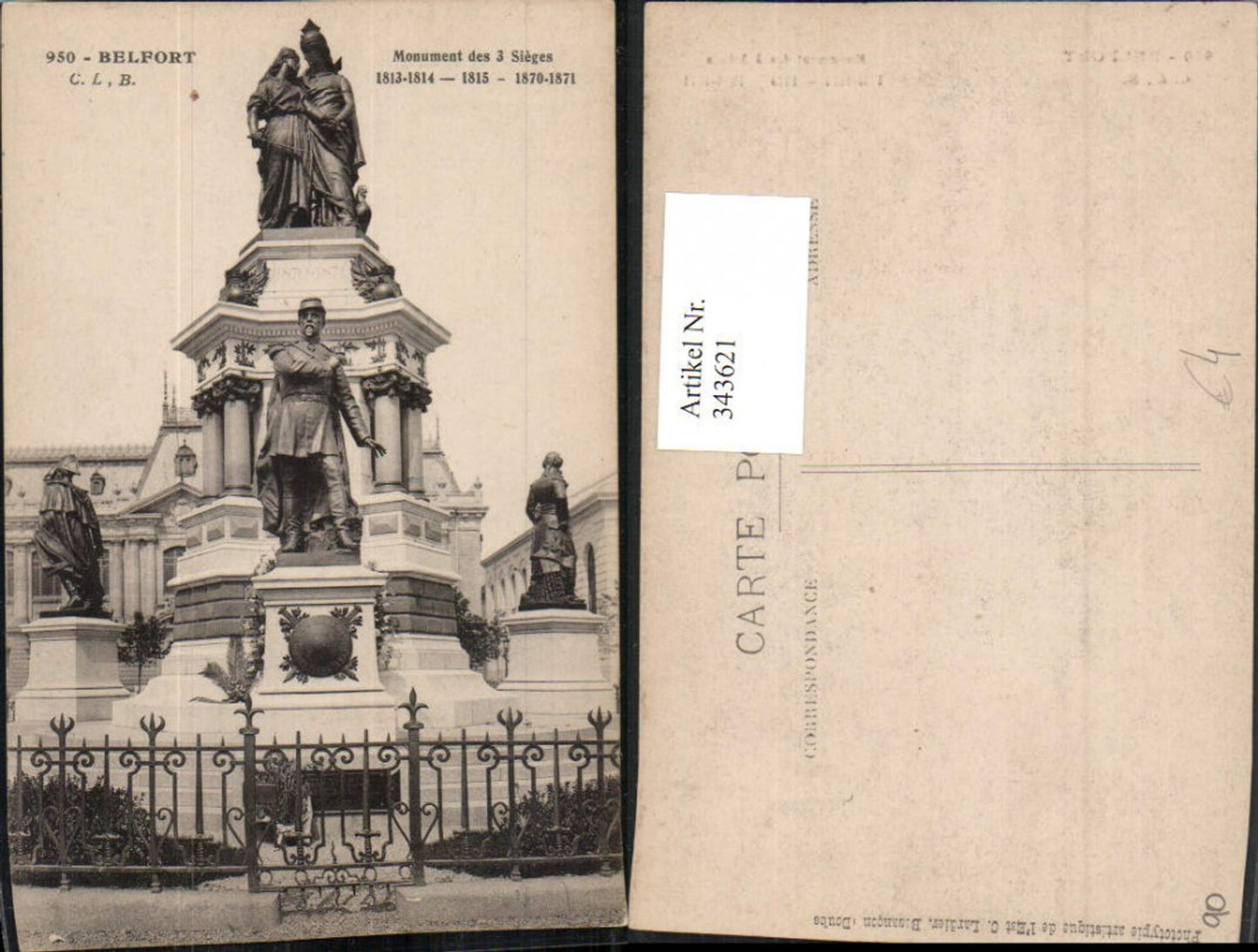 343621,Franche-Comte Territoire-de-Belfort Belfort Monument des 3 Sieges