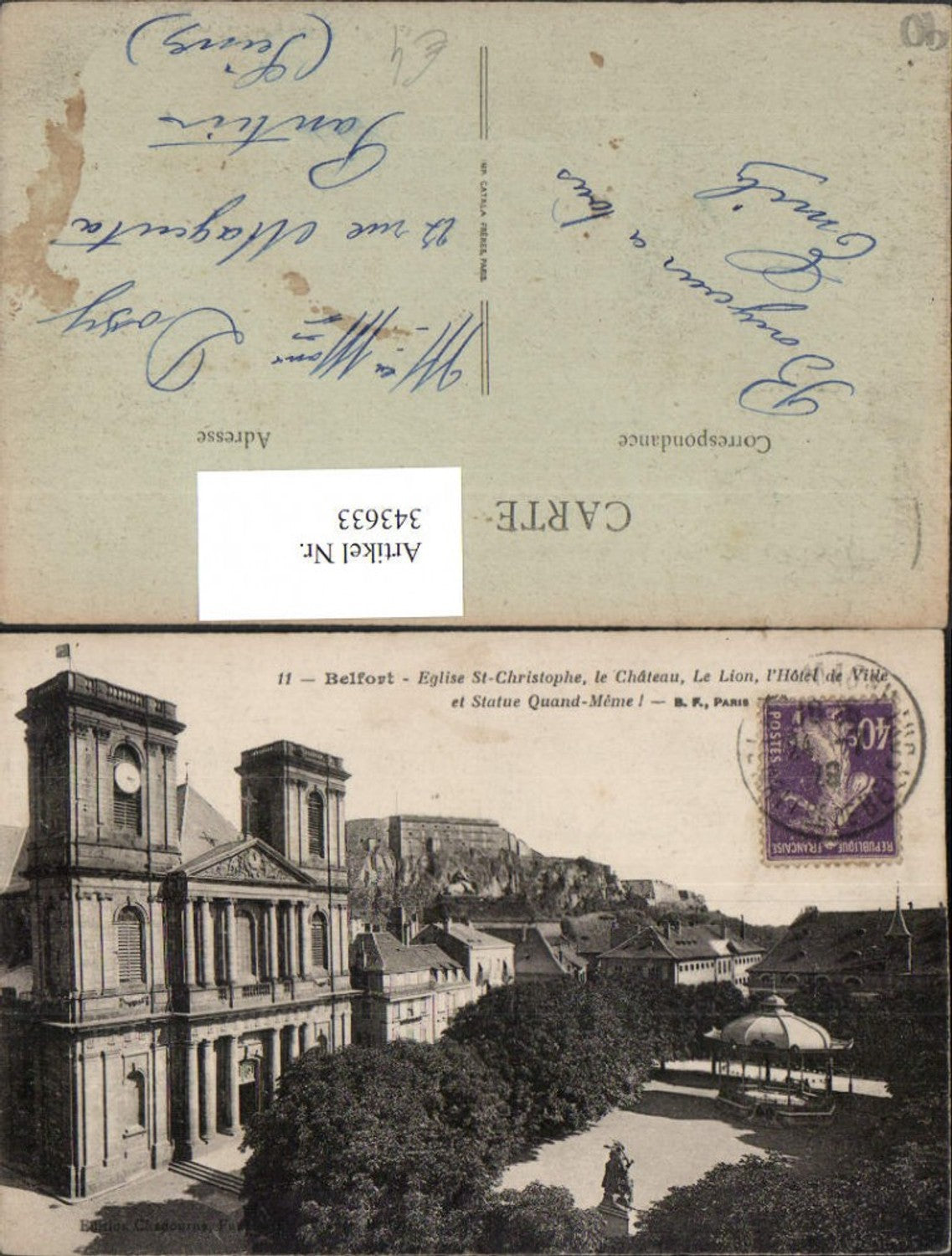 343633,Franche-Comte Territoire-de-Belfort Belfort Eglise St-Christophe Chateau Lion Kirche Schloss