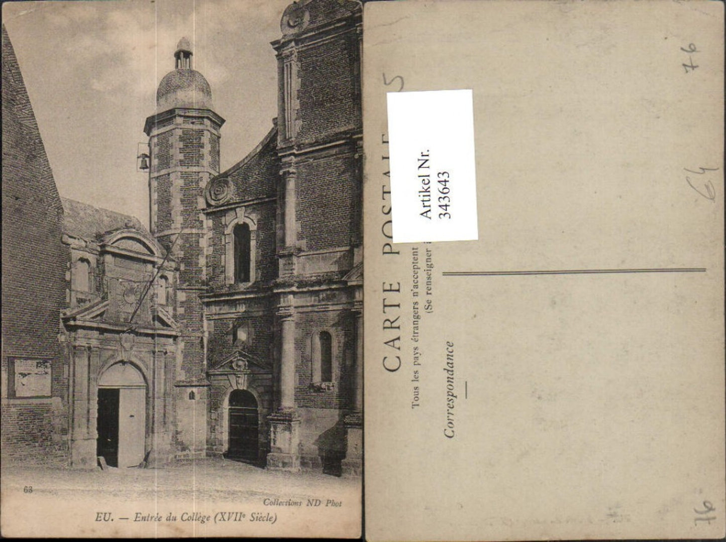 343643,Haute-Normandie Seine-Maritime Eu Entree du College Eingang