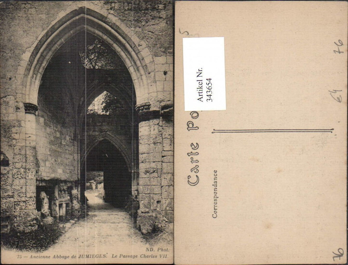 343654,Haute-Normandie Seine-Maritime Abbaye Jumieges Le Passage Charles VII