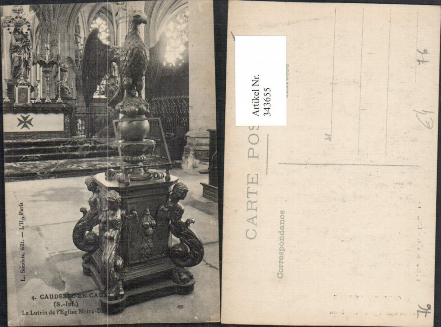 343655,Haute-Normandie Seine-Maritime Caudebec-en-Caux Le Lutrin de l'Eglise Notre-Dame Kirche