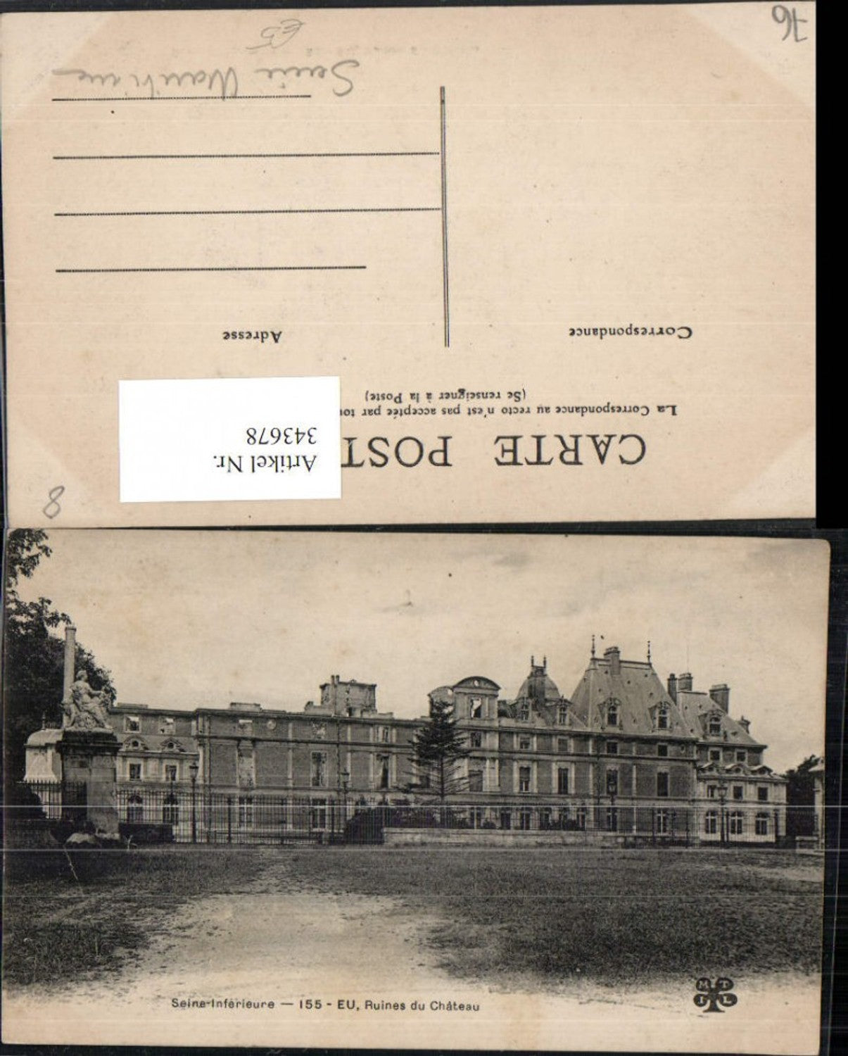 343678,Haute-Normandie Seine-Maritime Eu Ruines du Chateau Schlossruine