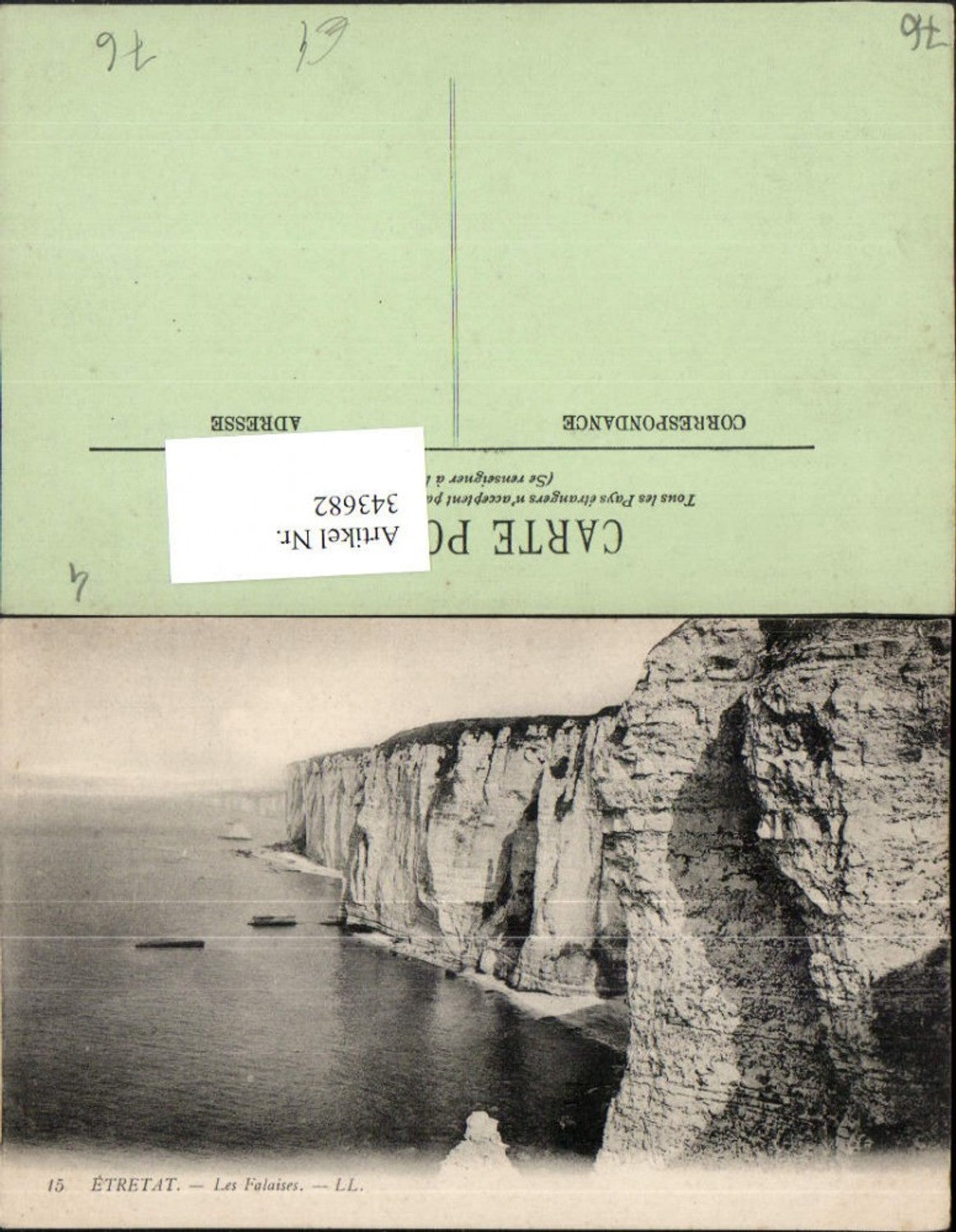343682,Haute-Normandie Seine-Maritime Etretat Les Falaises Klippe Steilküste
