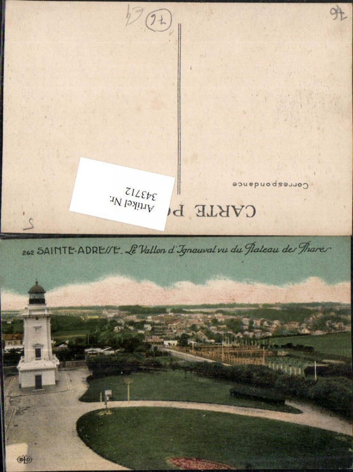 343712,Haute-Normandie Seine-Maritime Sainte-Adresse Le Vallon d'Ignauval vu du Plateau des Phares