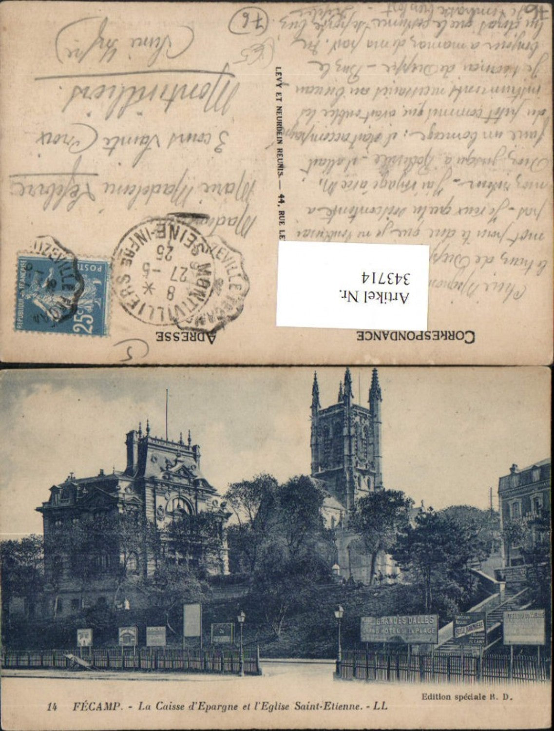 343714,Haute-Normandie Seine-Maritime Fecamp Caisse Epargne et Eglise Saint-Etienne Kirche