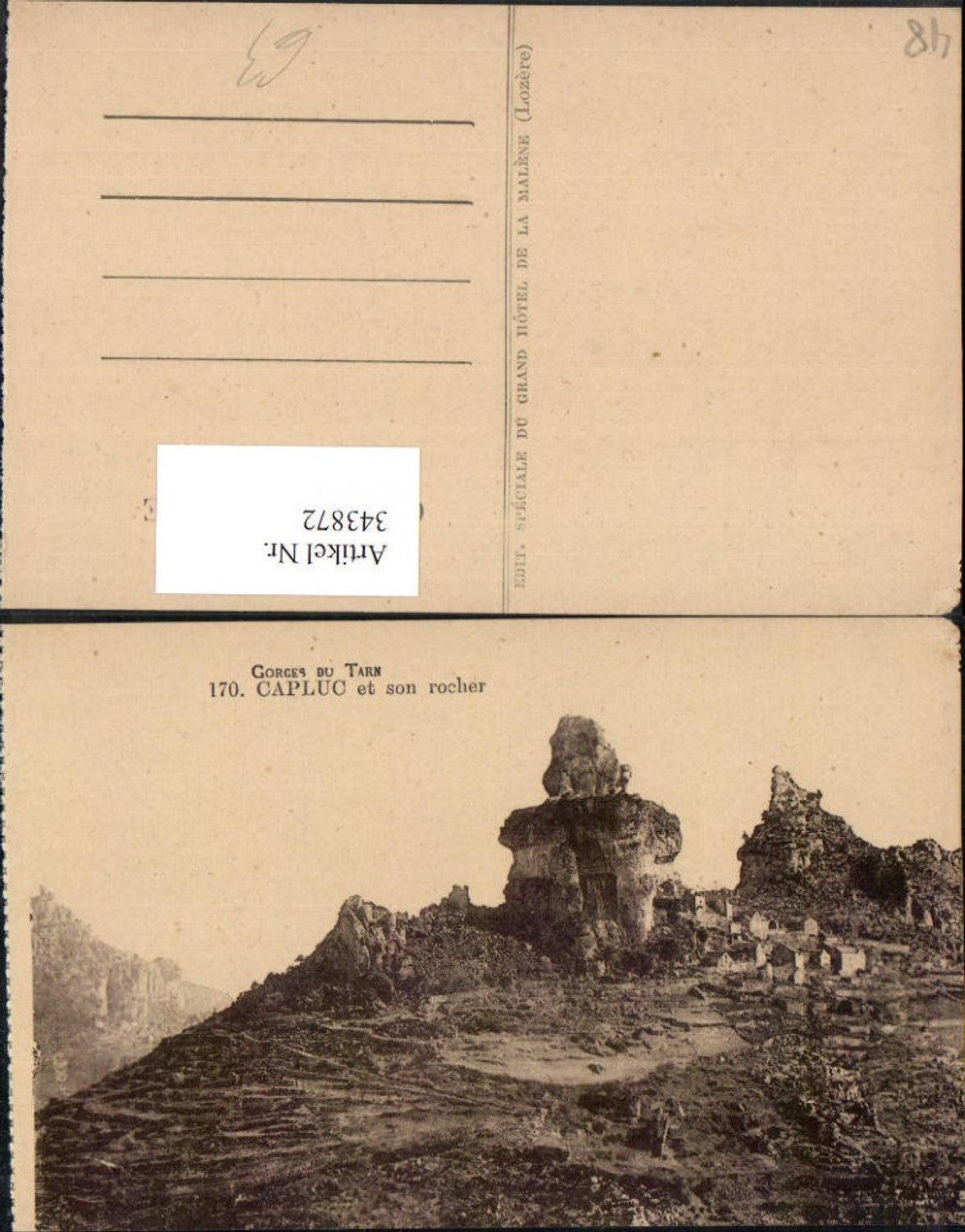 343872,Languedoc-Roussillon Lozere Capluc et son rocher Felsen