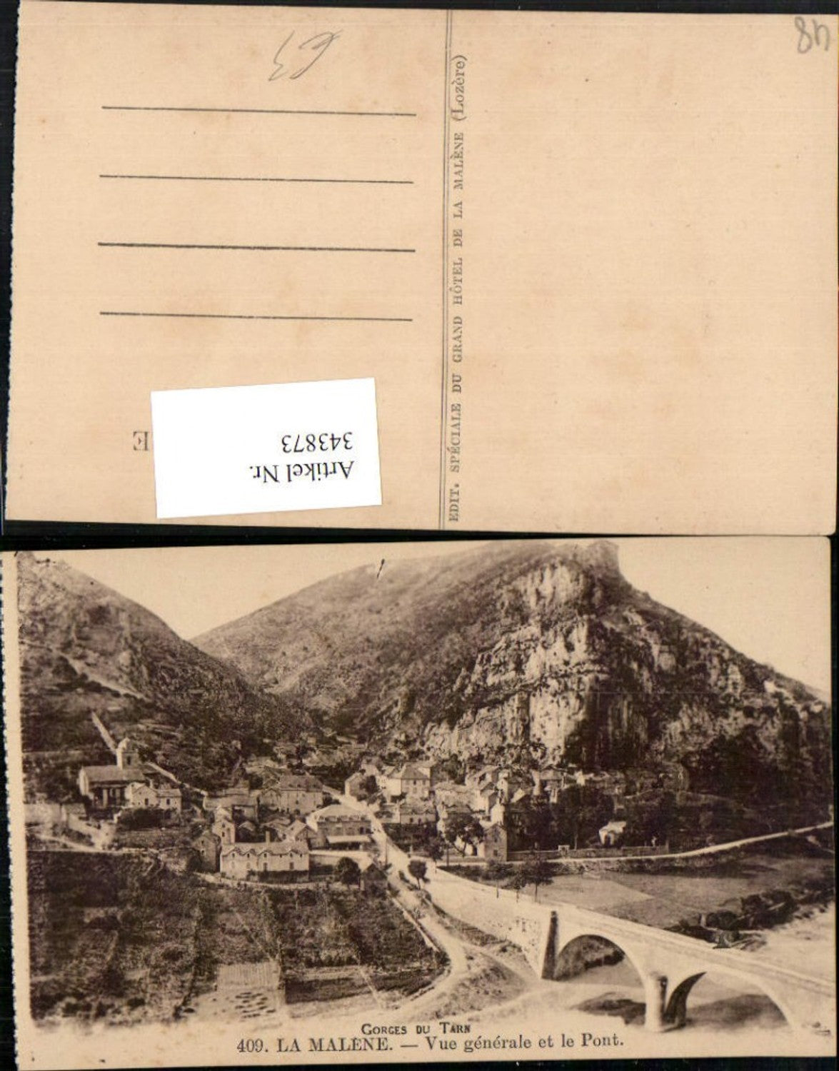343873,Languedoc-Roussillon Lozere La Maleine Vue generale et le Pont Totale Brücke