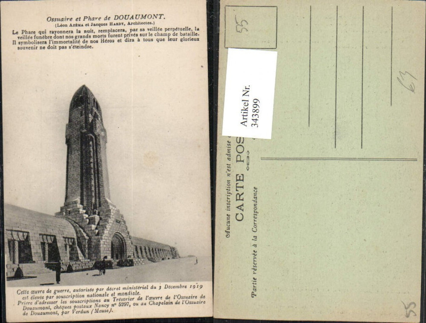 343899,Lothringen Meuse Verdun Douaumont Ossuaire et Phare Turm