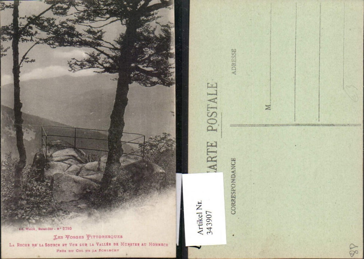 343907,Lothringen Vosges Roche de la Source et vue sur la Vallee Munster au Hohneck Aussicht