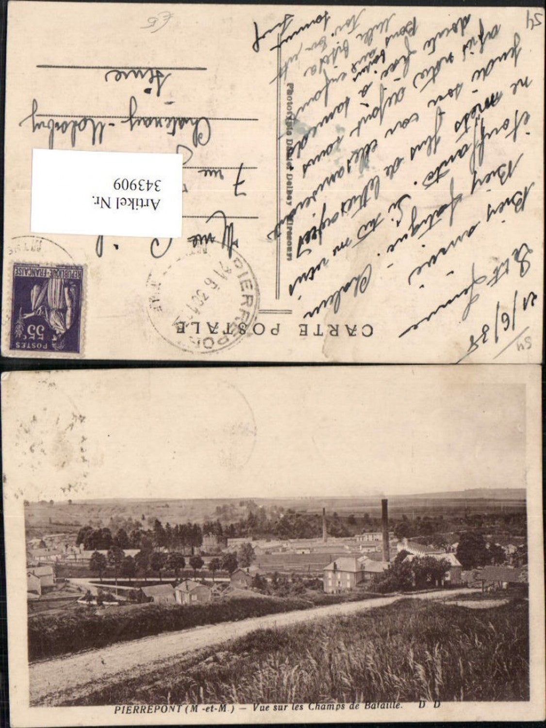 343909,Lothringen Meurthe-et-Moselle Pierrepont Vue sur les Champs de Bataille Fabrik