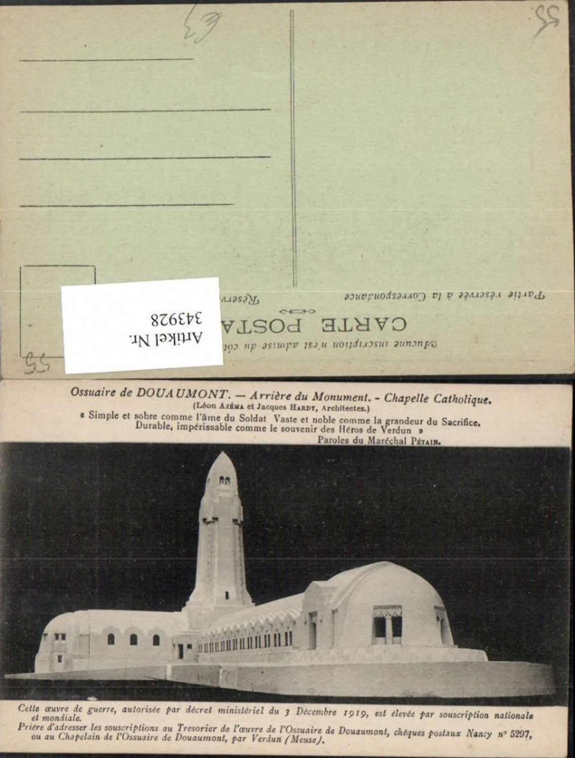 343928,Lothringen Meuse Verdun Ossuaire Douaumont Arriere du Monument Chapelle
