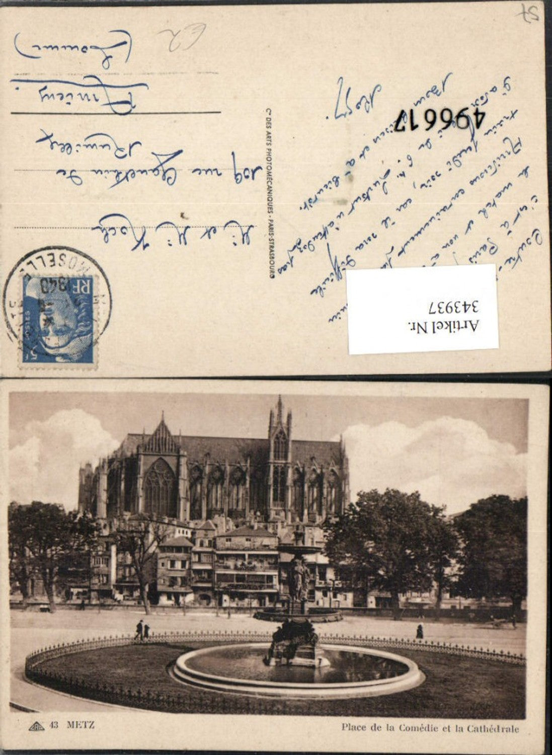 343937,Lothringen Moselle Metz Place de la Comedie et la Cathedrale Kirche Brunnen