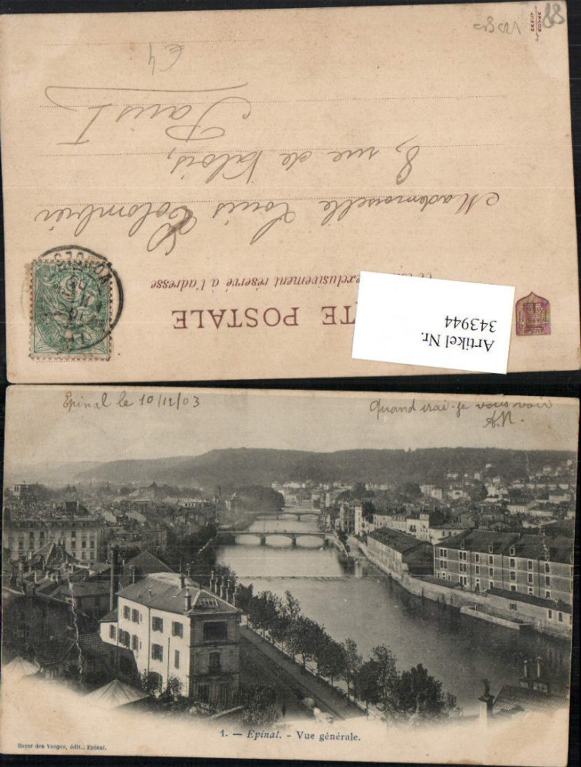 343944,Lothringen Vosges Epinal Vue generale Totale Brücken