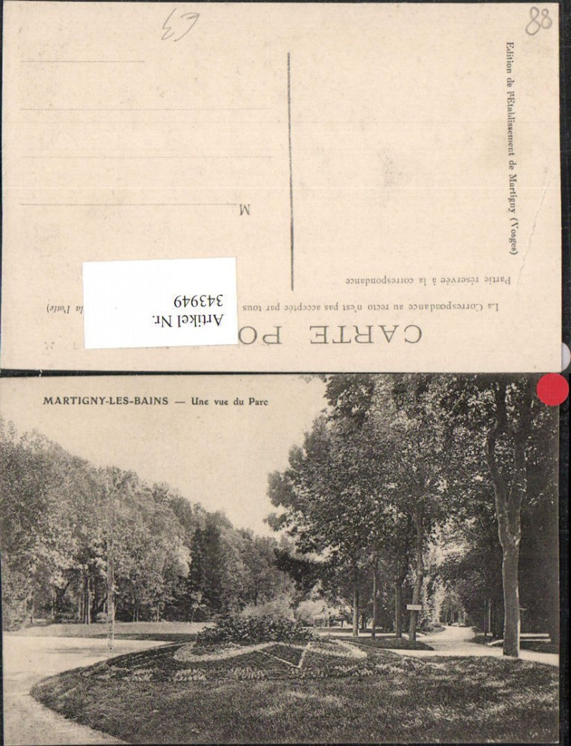 343949,Lothringen Vosges Martigny-les-Bains Une vue du Parc Park