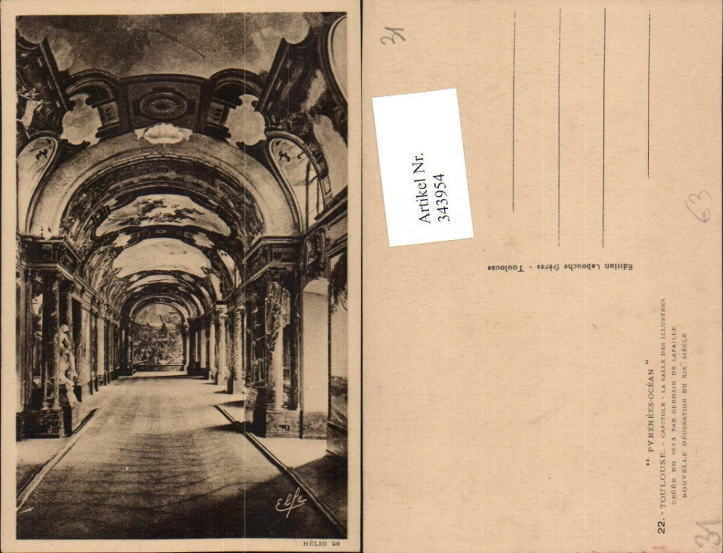 343954,Midi-Pyrenees Haute-Garonne Toulouse Capitole La Salle des Illustres Saal