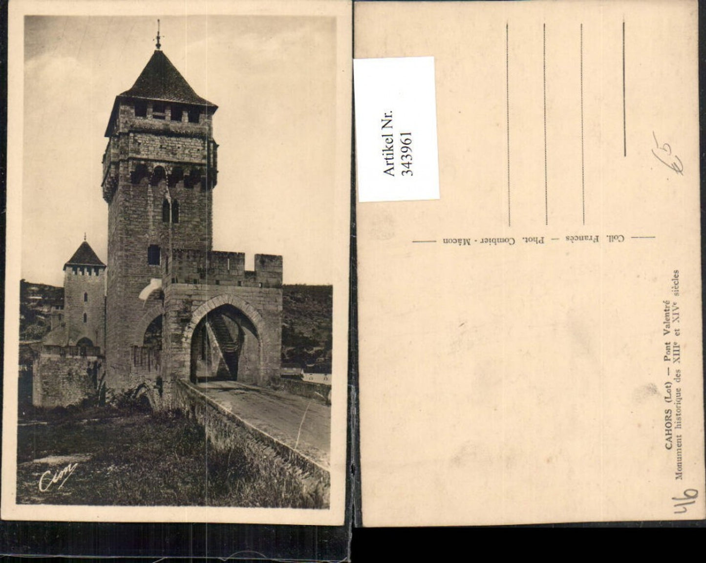 343961,Midi-Pyrenees Lot Cahors Pont Valentre Brücke Turm