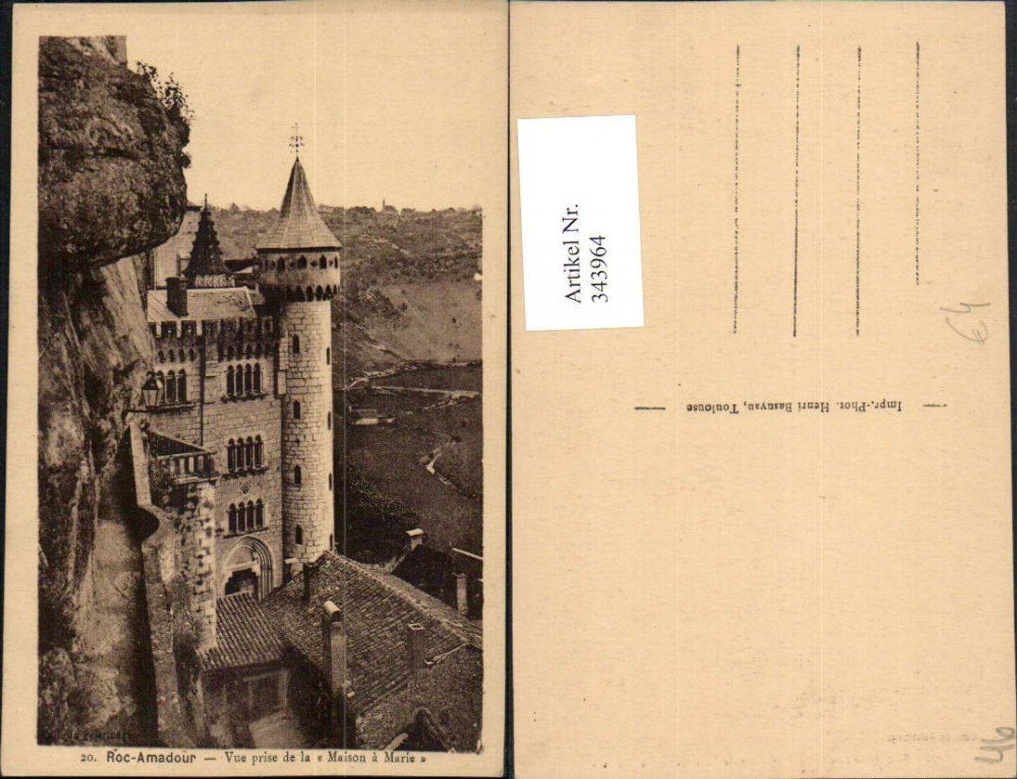 343964,Midi-Pyrenees Lot Rocamadour Vue prise de la Maison a Marie Türmchen
