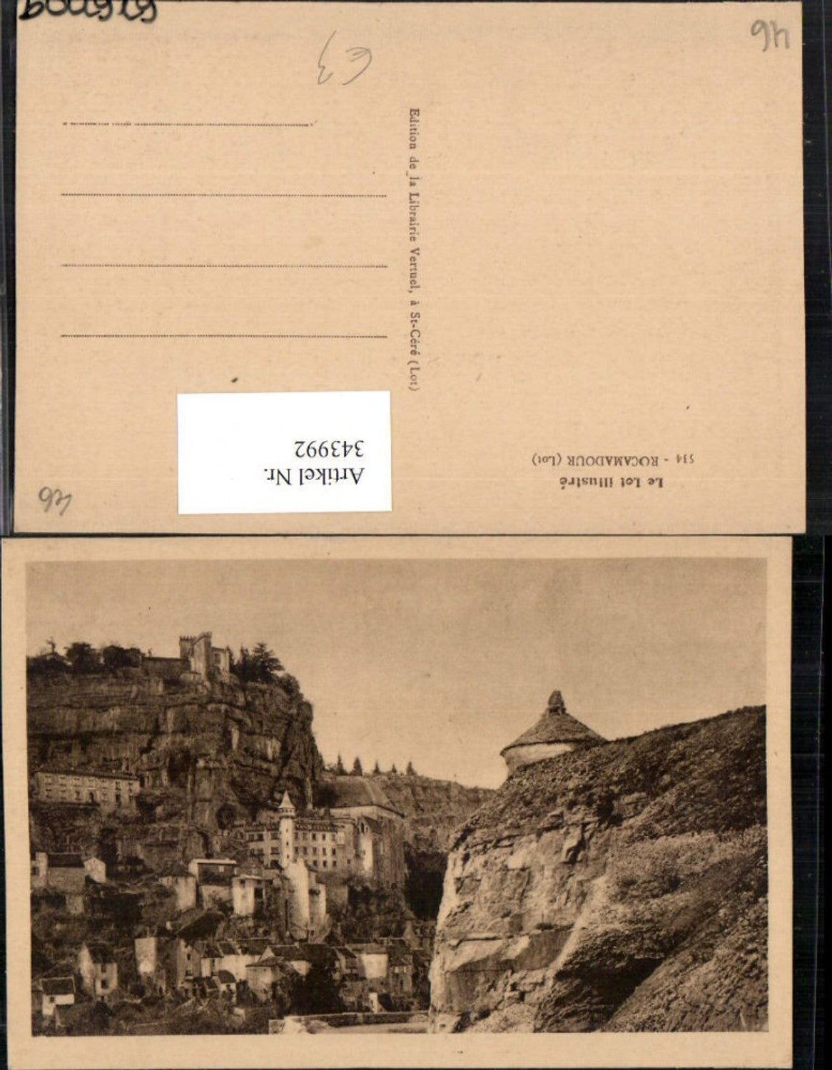 343992,Midi-Pyrenees Lot Rocamadour Teilansicht m. Schloss