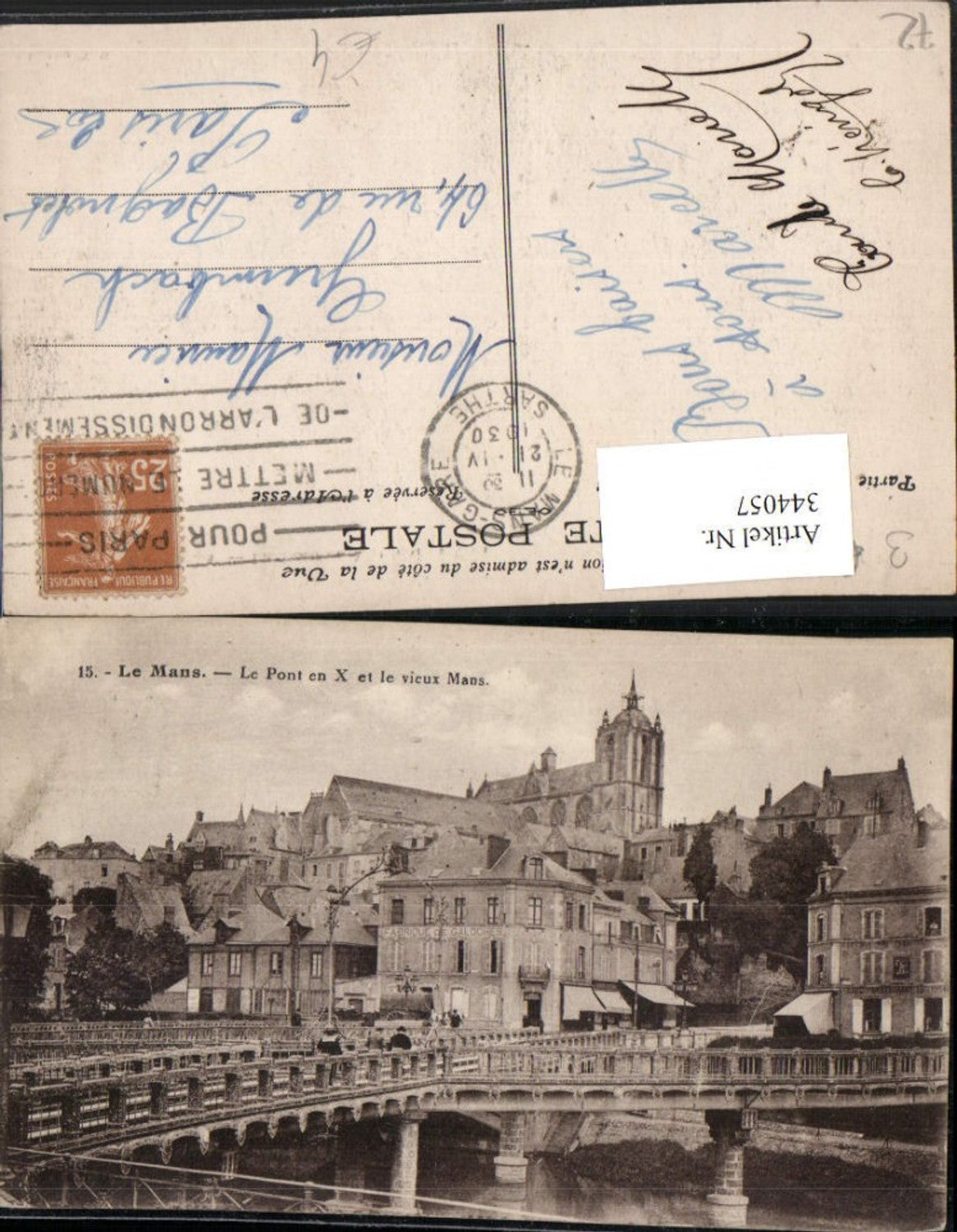 344057,Pays de la Loire Sarthe Le Mans Pont en X et le vieux Mans Brücken Kirche