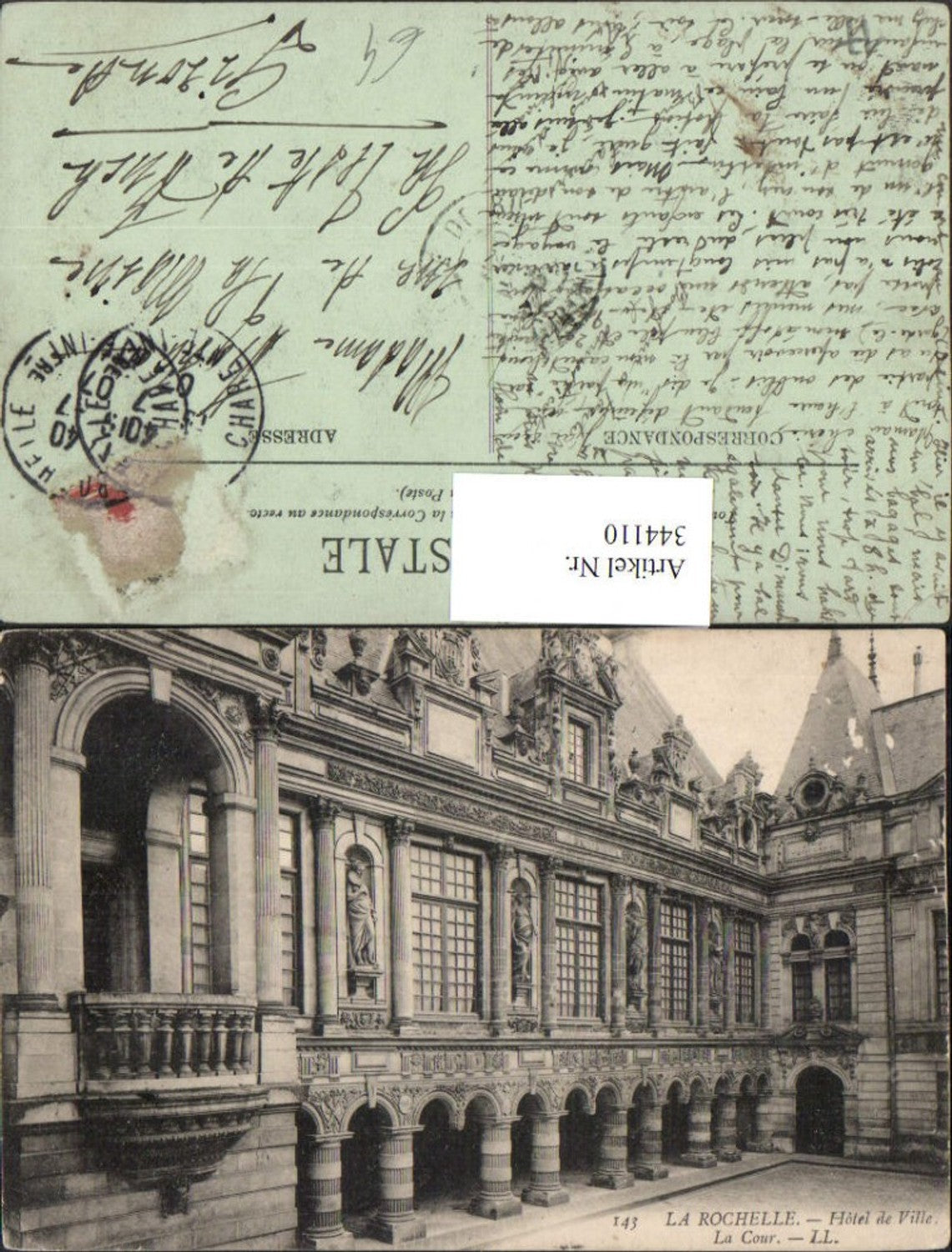 344110,Poitou-Charentes Charente-Maritime La Rochelle Hotel de Ville La Cour Rathaus Hof