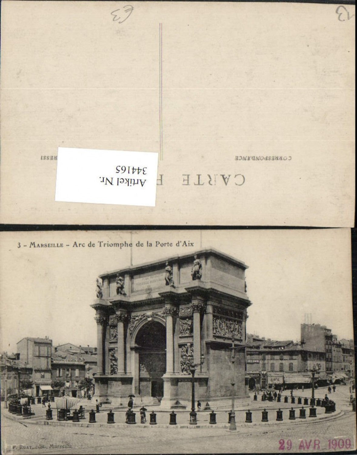 344165,Provence-Alpes-Cote-Azur Bouches-de-Rhone Marseille Arc de Triomphe Triumphbogen