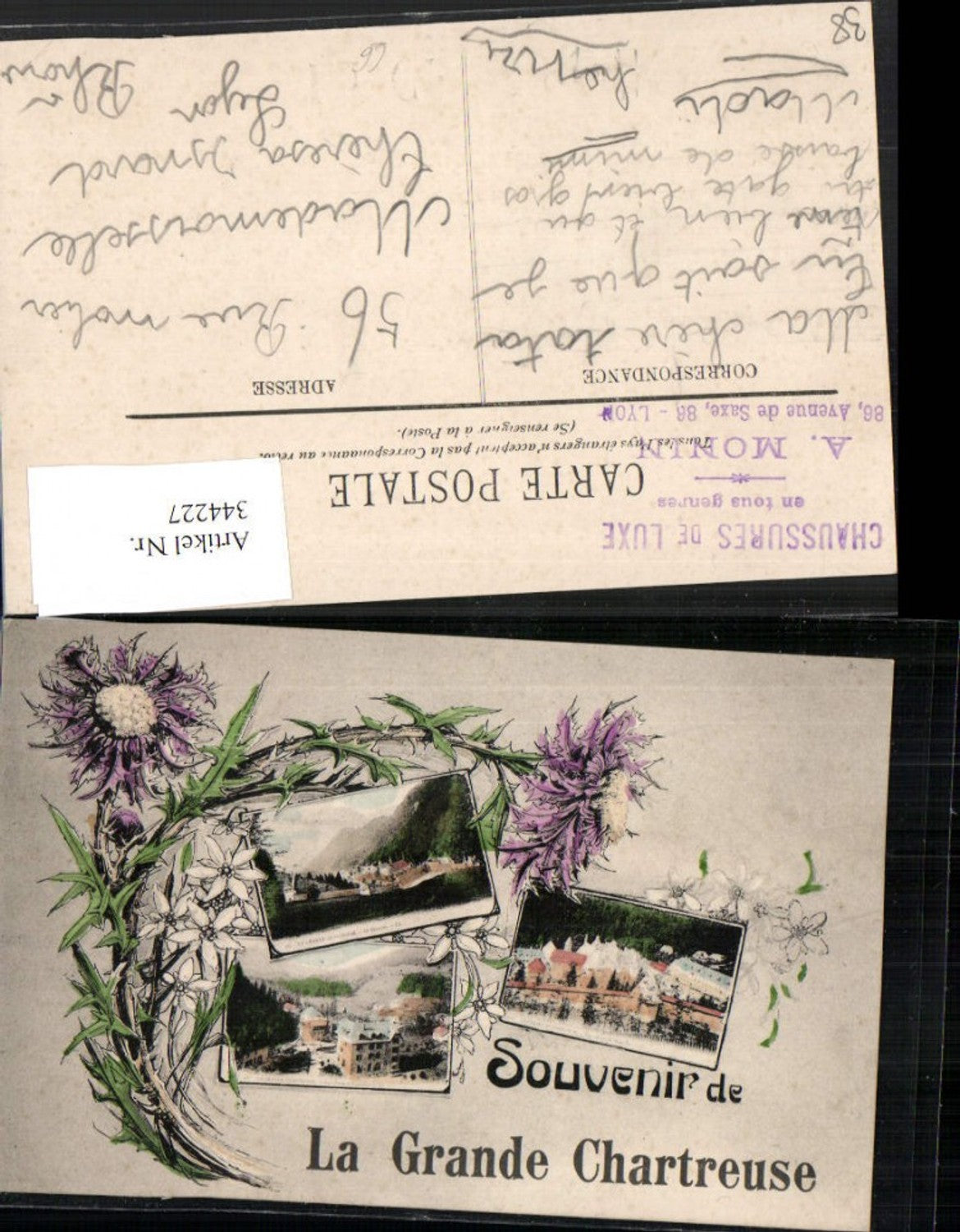 344227,Rhone-Alpes Isere Grande Chartreuse Kloster Mehrbildkarte Blume