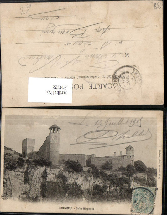 344228,Rhone-Alpes Isere Cremieu Saint-Hippolyte Uhrturm Turm