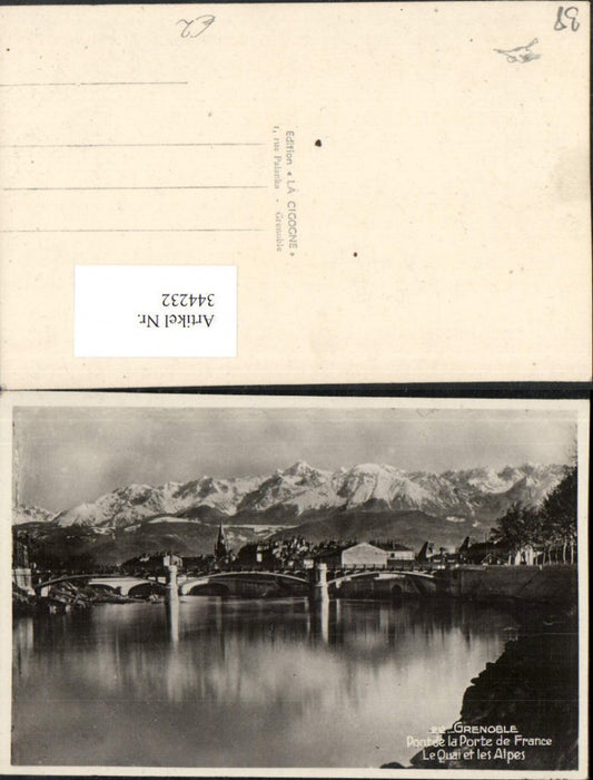 344232,Rhone-Alpes Isere Grenoble Pont de la Porte de France Teilansicht Brücke Bergkulisse