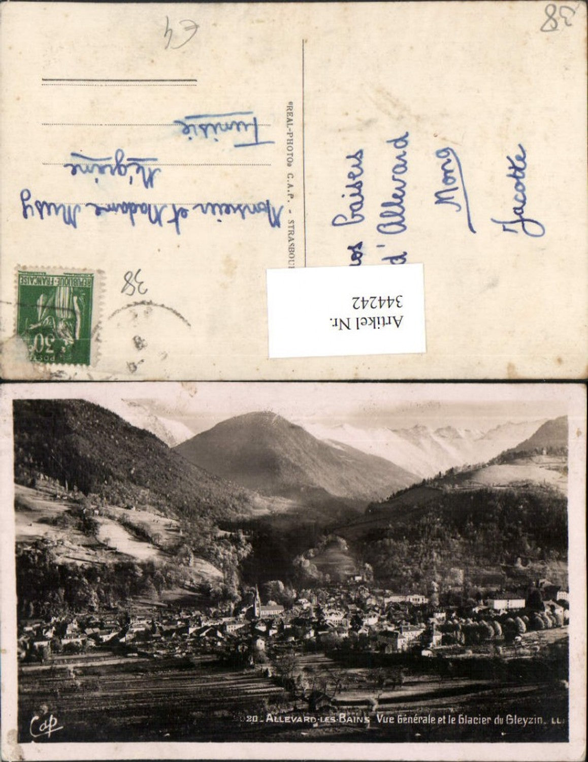 344242,Rhone-Alpes Isere Allevard-les-Bains Vue Generale et le Glacier du Gleyzin Totale Bergkulisse