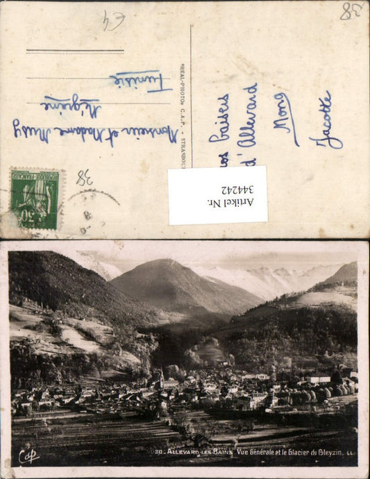 344242,Rhone-Alpes Isere Allevard-les-Bains Vue Generale et le Glacier du Gleyzin Totale Bergkulisse