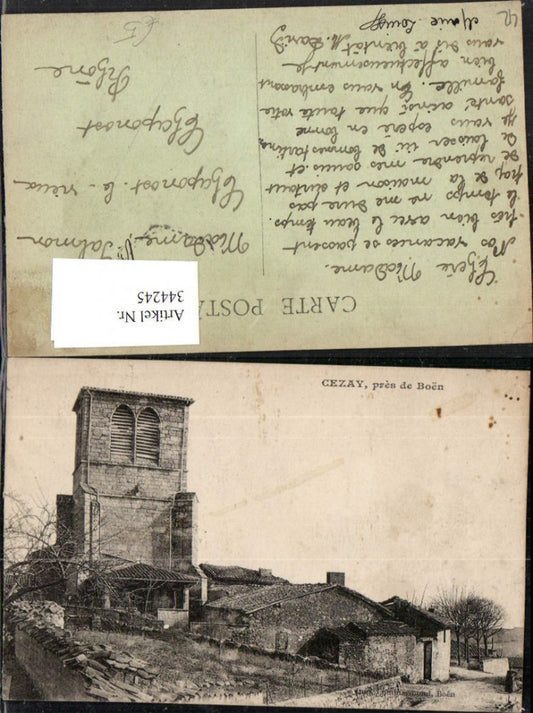 344245,Rhone-Alpes Loire Cezay pres de Boen Kirche Turm