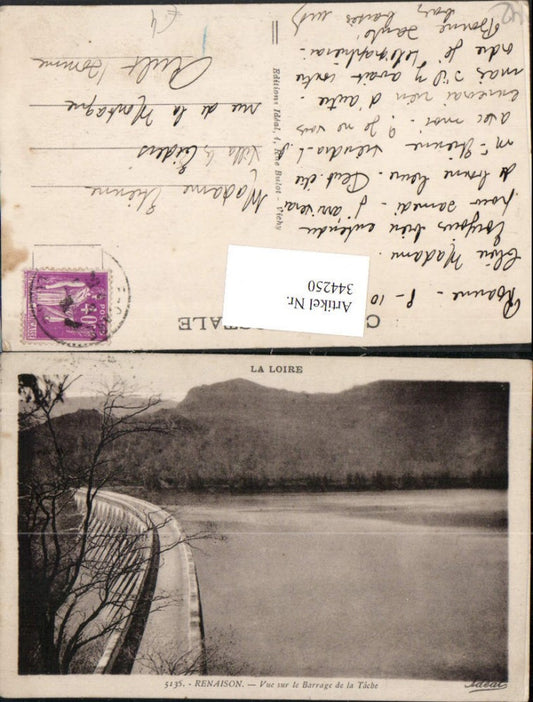 344250,Rhone-Alpes Loire Renaison Vue sur le Barrage de la Tache Talsperre Damm