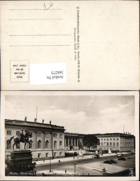 344275,Berlin Unter den Linden Denkmal Friedrich des Großen u. Universität
