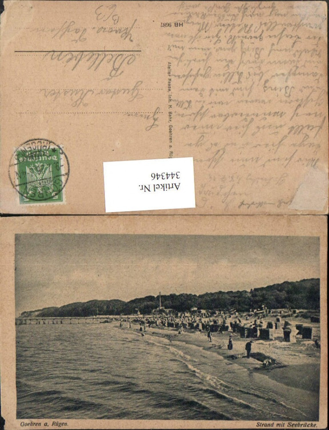 344346,Göhren auf Rügen Strand m. Seebrücke Strandleben