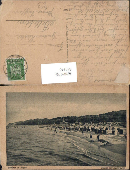 344346,Göhren auf Rügen Strand m. Seebrücke Strandleben
