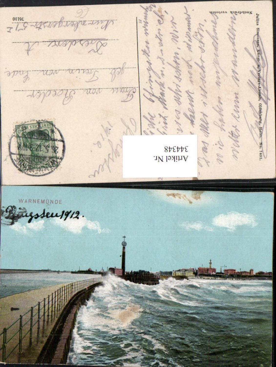 344348,Rostock Warnemünde Teilansicht Brandung