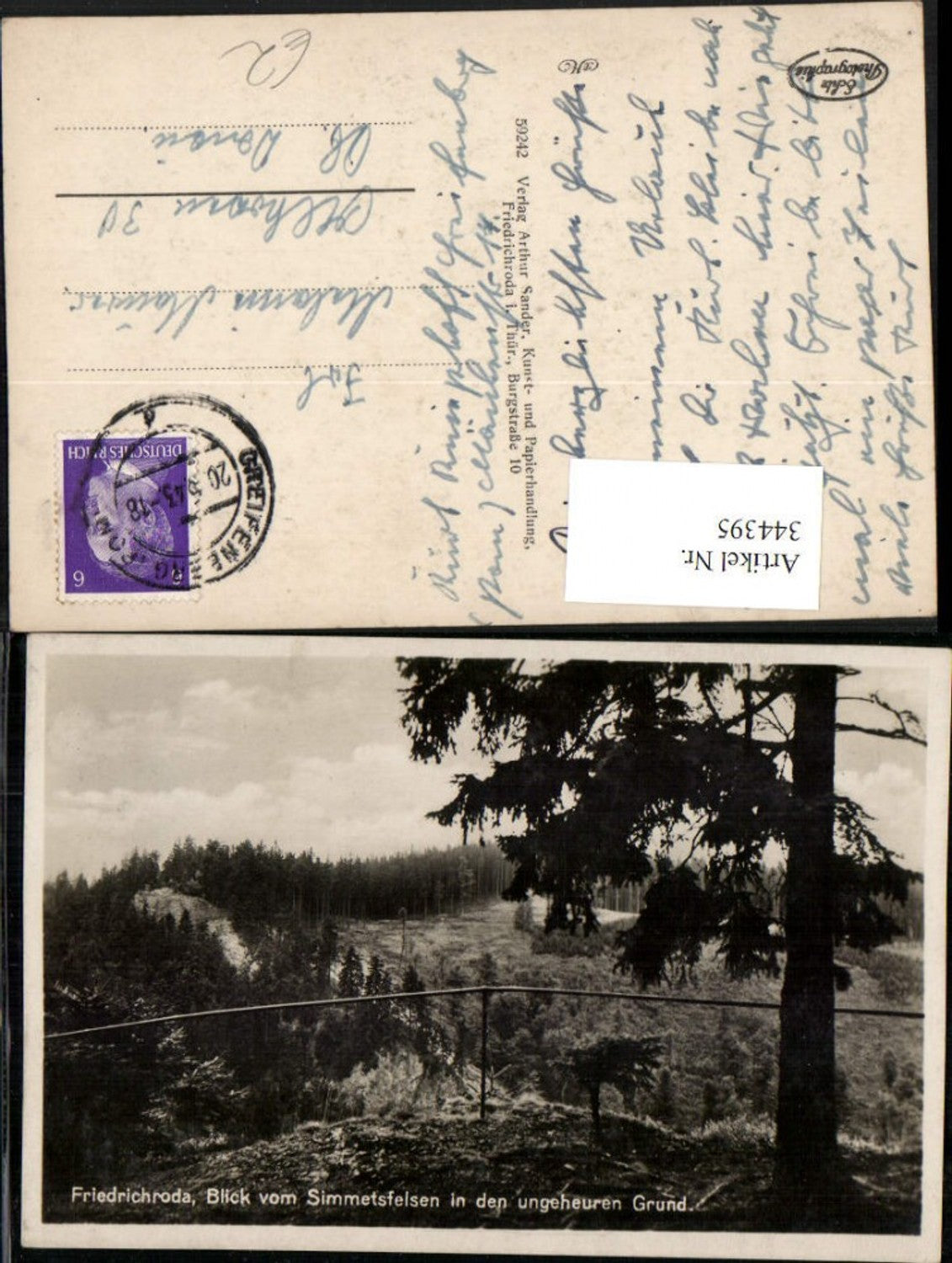 344395,Friedrichroda Blick vom Simmetsfelsen in den ungeheuren Grund