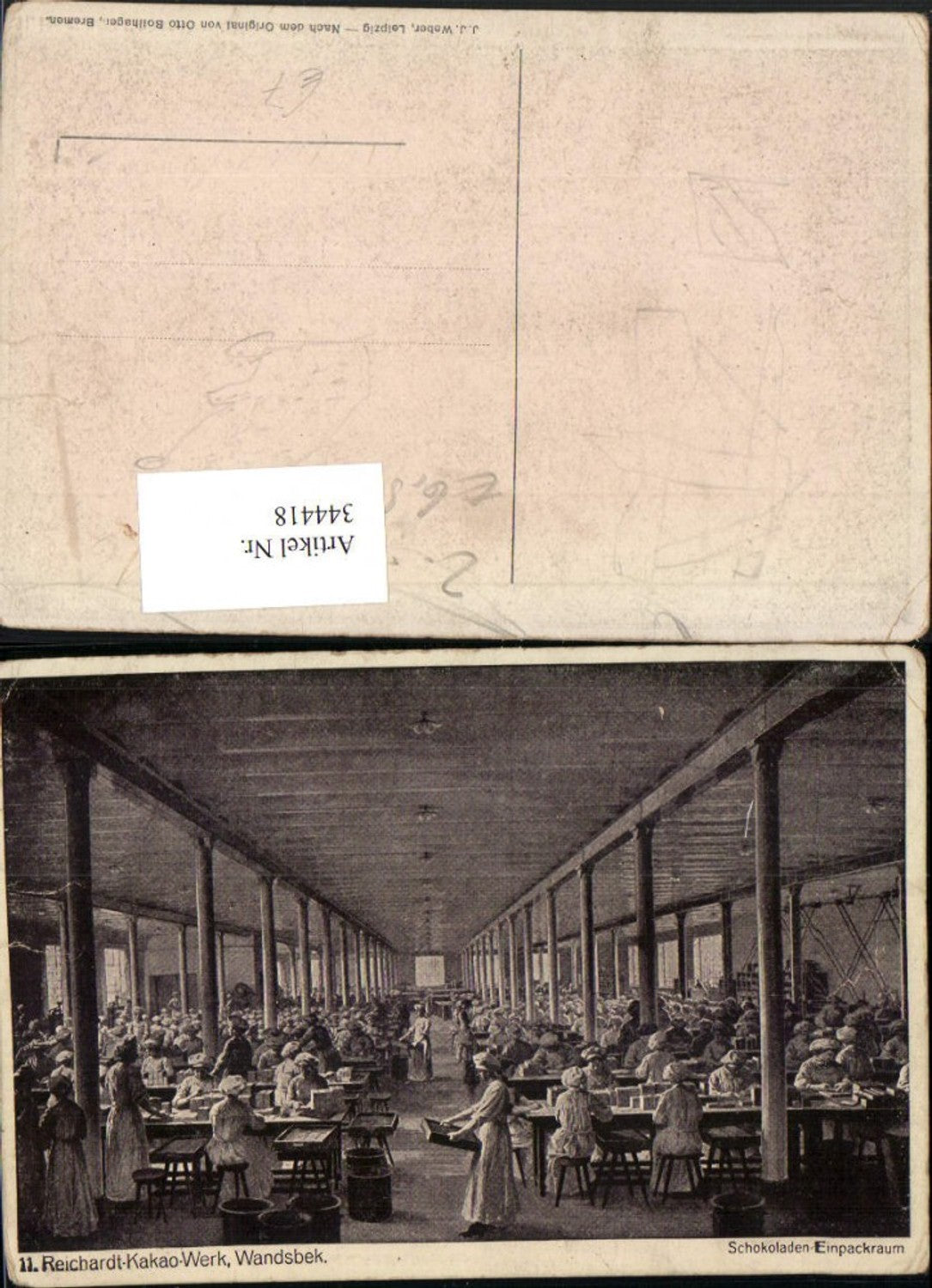 344418,Hamburg Wandsbek Reichardt-Kakao-Werk Schokoladen-Einpackraum