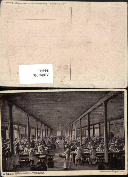 344418,Hamburg Wandsbek Reichardt-Kakao-Werk Schokoladen-Einpackraum