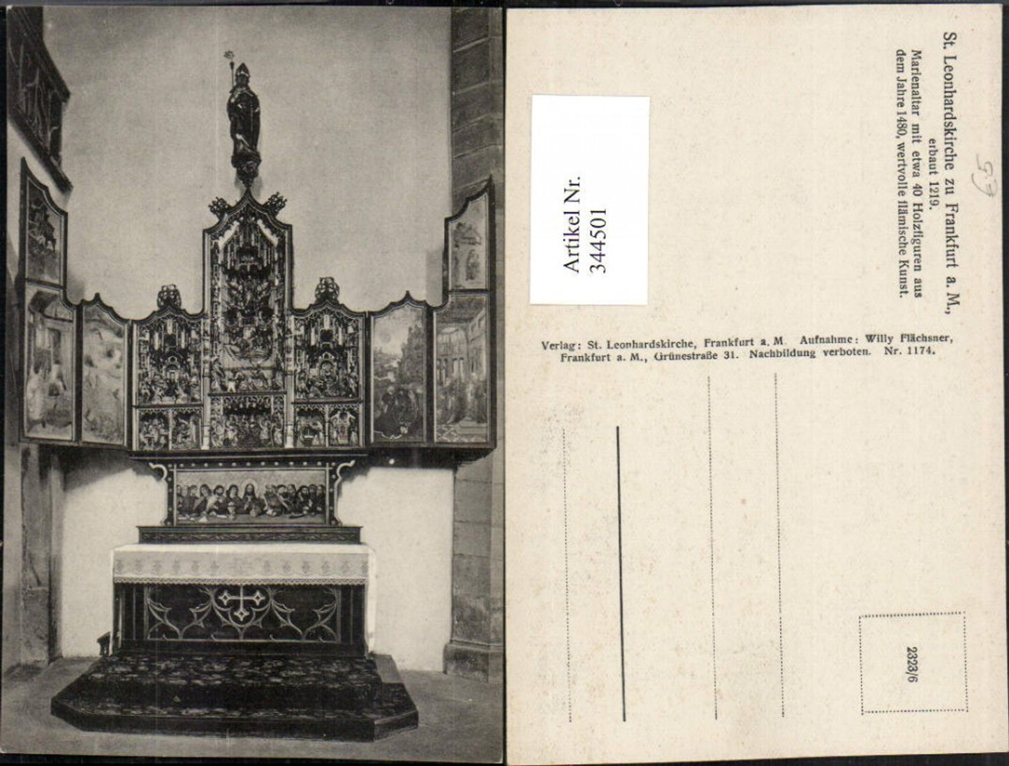 344501,Frankfurt am Main St. Leonhardskirche Kirche Marienaltar