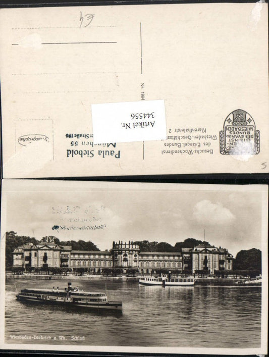 344556,Wiesbaden Biebrich am Rhein Schloss Dampfer Boot
