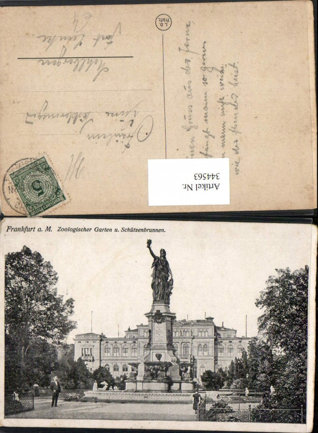 344563,Frankfurt am Main Zoologischer Garten u. Schützenbrunnen Statue