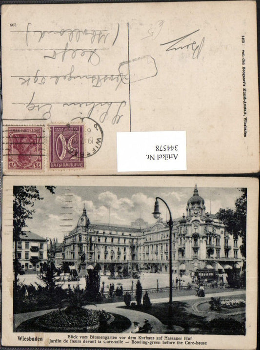 344578,Wiesbaden Blick vom Blumengarten vor dem Kurhaus auf Nassauer-Hof