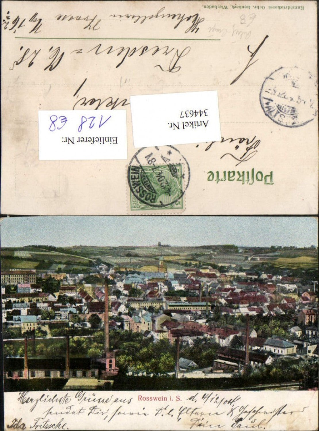 344637,Präge Reliefkarte Rosswein Roßwein Totale