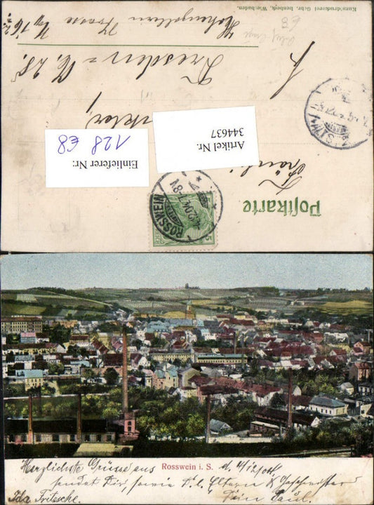 344637,Präge Reliefkarte Rosswein Roßwein Totale