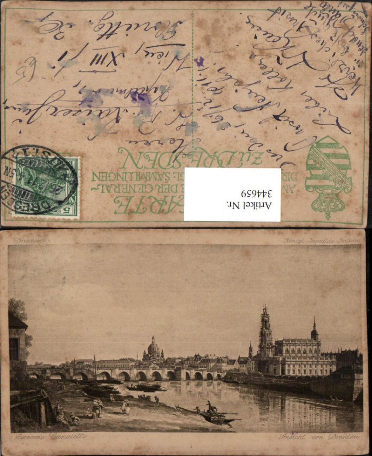 344659,Künstler AK Bernardo Canaletto Dresden Ansicht Brücke