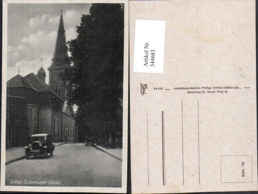 344683,Lüneburger Heide Soltau Straßenansicht Automobil Kirchenturm