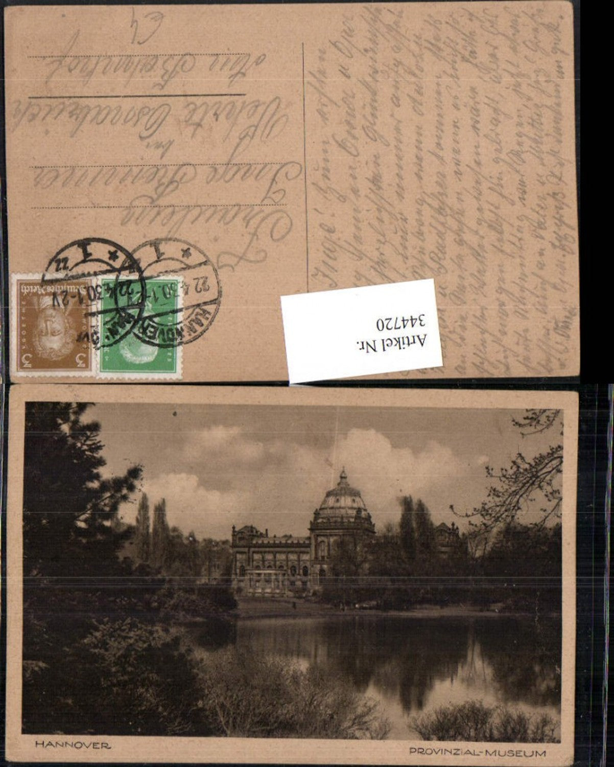 344720,Hannover Provinzial-Museum Gebäude Teich