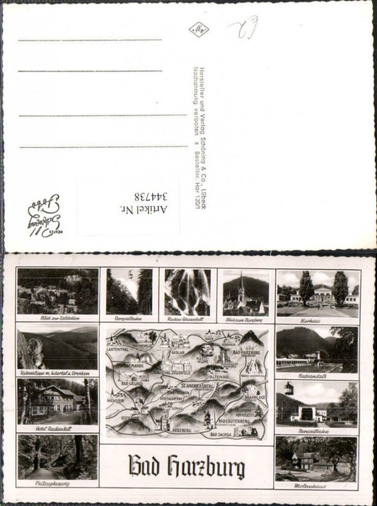 344738,Bad Harzburg Kurhaus Seilbahn Hotel Wasserfall Landkarte Mehrbildkarte