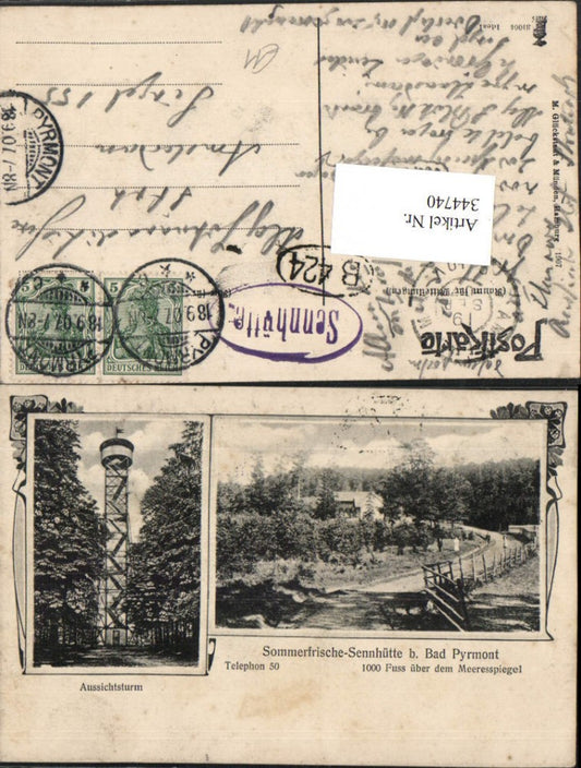 344740,Sennhütte b. Bad Pyrmont Aussichtsturm Mehrbildkarte